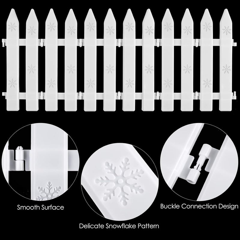 MCEAST 36 Pieces Christmas Tree Fences White Picket Fence Border 4.6 x 12 Inches Mini Plastic Decorative Fences Christmas Tree Barrier for Dogs Kids Home Wedding Fairy Garden Party - Image 3